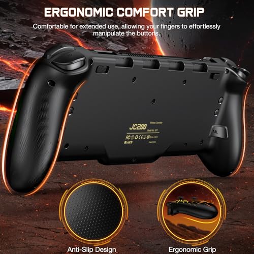 LIFUFUTEE Switch Controllers, Wireless Switch Pro Controller Replacement for Nintendo Switch Controller/OLED, Hall Effect One-Piece Joypad Controller with Programmable/Dual Vibration/Turbo/Wakeup - color: Black Rainbow, size: Switch 1 - 6.2"/7"