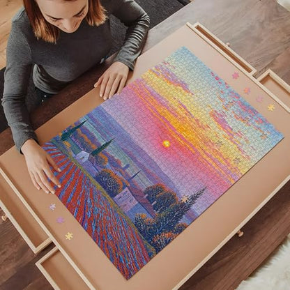 Puzzle for Adults 1000 Pieces, Sunset Field Puzzle, Challening Impossible Difficult Hard Fun 1000 Pieces Jigsaw Puzzles for Adults Family with Letters on Back - color: Sunset Field 1000 Pieces