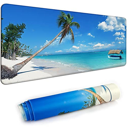 Desk Mat Pad,Large XXL Extended Mouse Pad Mat for Desktop Keyboard | 35''×15.6'' XXL Extended Gaming Mouse Pad with Non-slip Base Desk Matt Mousepad for Computer,Office,Keyboard and Laptop - color: C2-Palm Sea