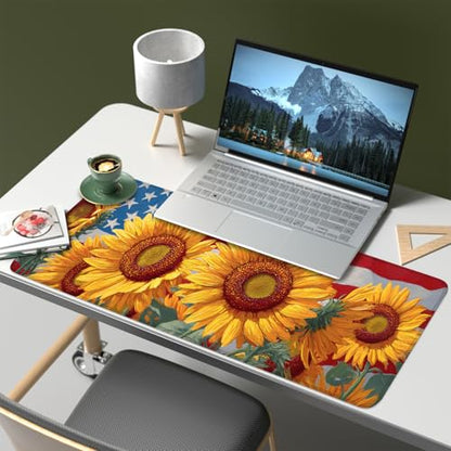 Mouse Pad, Large Anti-Slip with Stitched Edges Desk Mat Desktop Laptop Computer Desk Keyboard Mat,Table Protector Blotter Mat (Sunflower, 31.5" x 11.8") - color: Sunflower, size: 31.5" x 11.8"