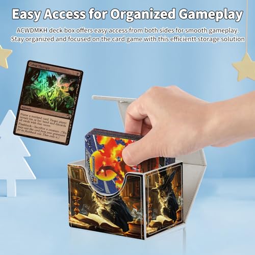 for MTG Commander Deck Box,Card Deck Box for Trading Yugioh MTG,Fits 100 Double Sleeved Cards,PU Leather Strong Magnet Case for Magic Commander TCG CCG,Captain Cat - color: Captain Cat