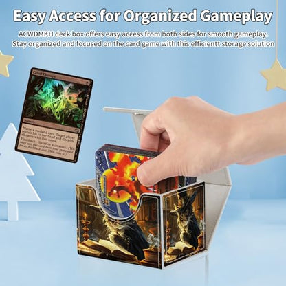 for MTG Commander Deck Box,Card Deck Box for Trading Yugioh MTG,Fits 100 Double Sleeved Cards,PU Leather Strong Magnet Case for Magic Commander TCG CCG,Captain Cat - color: Captain Cat
