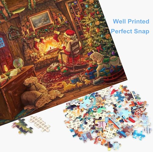 Jigsaw Puzzles for Adults 1000 Piece The Christmas Home 27.56 x 19.69 Inch Puzzles for Adults Educational Challenge Toy Christmas Puzzles 1000 Pieces for Adults - color: The Christmas Home