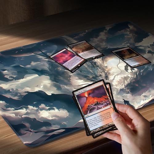 MTG Playmat Non-Slip Rubber Backing Printing Commander Board Game Desk Mat Duel Mat TCG PTCG Playmat 24x14 inches and Free Storage Bags (Dragon H, 24"X14") - color: Dragon H, size: 24"X14"