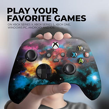 DreamController Galaxy Custom X-box Controller Wireless compatible with X-box One/X-box Series X/S Proudly Customized in USA with Permanent HYDRO-DIP Printing (NOT JUST A SKIN) - color: Galaxy, size: Non-Modded - Front Print Only