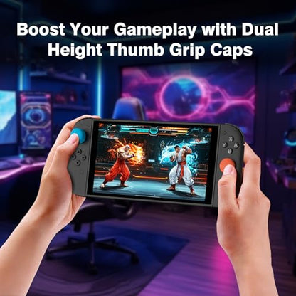 WEOTOO 8 Pack Thumb Grips Compatible with Nintendo Switch 2 (2025), Thumb Grip Caps for Switch 2, Enhanced Gaming Grip Set, Joycon Grip Button Stick Cover, Improve Control- Blue and Orange - color: Blue and Orange