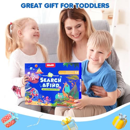 BBWOO Search and Find Activity Book, Reusable Travel Game Toys for Kids 3-8 | Car Airplane Road Trip Activities for Kids Games, Preschool Learning Activities, Educational Seek Game,Gifts for Boys Girls - color: Blue