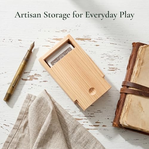 Lurrose Wooden Card Storage Box Trading Card Box Holder Poker Card Collection Box Organizer for Playing Gaming Cards Storage and Collection