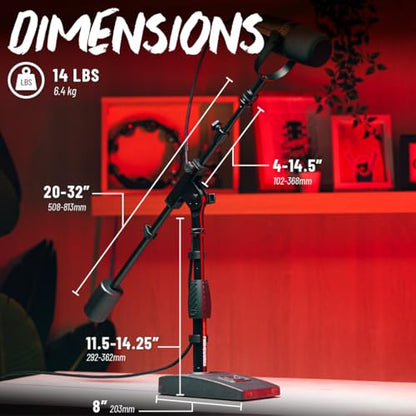 Gator Frameworks Deluxe Weighted Base Boom Mic Stand (GFW-MIC-0822) | Telescoping Boom Arm Rectangular Weighted Base & 2.5 lb. Counterweight for stable extended positioning - style: Deluxe Weighted Base
