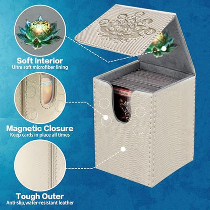 PROMAXIBINDER MTG Commander Deck Box - Fits 100+ Cards, Strong Magnet Closure, PU Leather Magic Gathering Deck Box for TCG, CCG, MTG Cards (Grey) - color: B-Grey, size: 100+