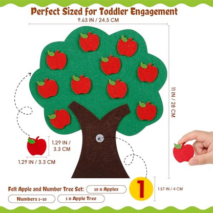 MAGICLULU Felt Apple and Number Tree, Kids Math Numbers Counting Game Toy Set, Toddler Felt Board for Preschool Early Educational Classroom and Home Learning Aid