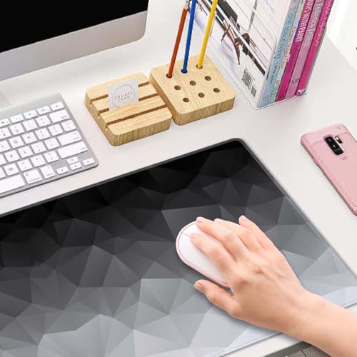 White Grey Geometric Extended Big Mouse Pad Large,XL Gaming Mouse Pad Desk Pad,31.5x11.8inch Long Computer Keyboard Mouse Mat Mousepad with 3mm Non-Slip Base and Stitched Edge for Home Office Work - color: White Grey Geometric