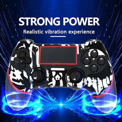 SZYUYU Wireless Controller for Ps4 Romote Compatible with Ps4/Slim/Pro/Windows PC, Controller for Ps4 with 3.5mm Audio Jack, Touch Pad,Six Axis Motion Control, Charging Cable (Black Skull) - color: Black Skull