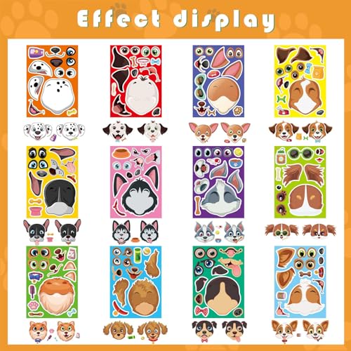 Make a Face Stickers, Make Your Own Dog Stickers for Kids, Animal Sticker | 24 Sheets Dogs Sticker for Birthday Gift Party Favors Supplies Teacher Art Craft, Games School Activity Reward - style: Dog