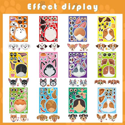 Make a Face Stickers, Make Your Own Dog Stickers for Kids, Animal Sticker | 24 Sheets Dogs Sticker for Birthday Gift Party Favors Supplies Teacher Art Craft, Games School Activity Reward - style: Dog