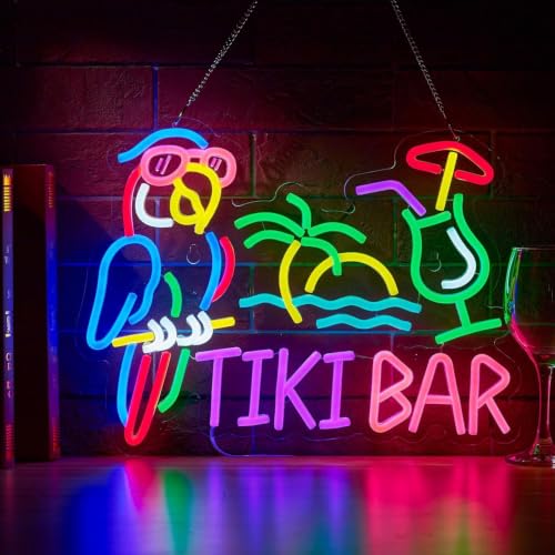Customizable LED Neon Sign Tiki Bar Parrot Palm Tree Cocktail Light - Colorful Hanging Decor for Home Bar, Man Cave, Party, Restaurant & Game Room - color: style 1