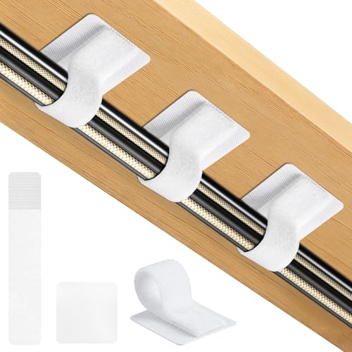 Cable Management Under Desk Detachable Cable Straps, White, 20 Pack | Heavy Duty Hook and Loop Cable Ties, Removable, Leave No Trace, Hold Up to 15 Cables, Home Office Organizer Accessories - color: White