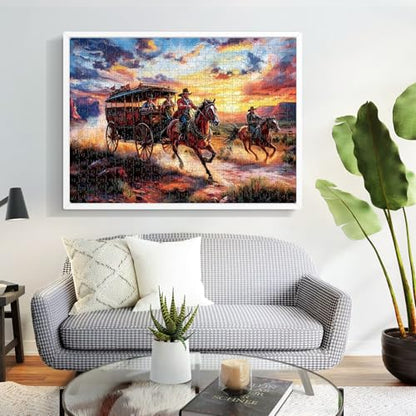 500 Piece Puzzles for Adults, Wild Horses Jigsaw Puzzles 500 Pieces, Beautiful Sunset Sky Jigsaw Puzzles, Challenging Puzzle Home Decor Birthday Party Gift for Adults Seniors Age 14+ - style: Horse