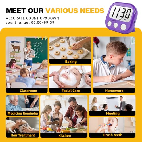 Classroom Timers for Teachers Kids Large Magnetic Digital Timer Teacher Supplies 2 Pack-Pink Purple - color: Pink Purple