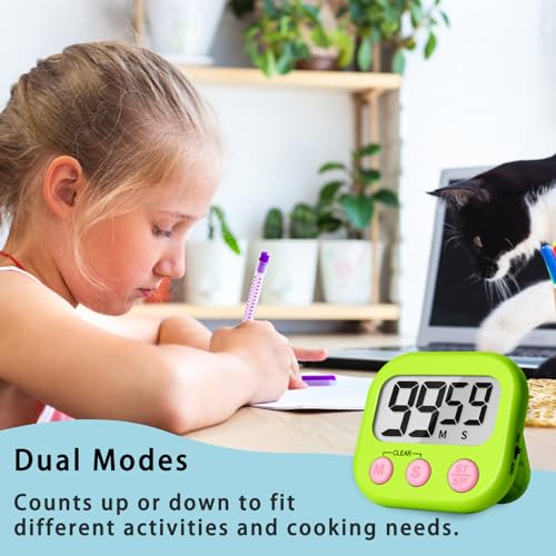 Lasubst Digital Kitchen Timers, Classroom Timers for Kids Teachers, 3WH 3BK | Back to School Supplies Bulk, Classroom Must Haves, Min/Sec Count Up/Down, Magnetic Back, Loud Alarm, Lanyards Included - color: Black Black Black White White White