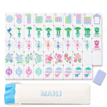 4 Layer Mahjong Tiles, 160 Pcs Premium Acrylic American Mahjong Set with Dice Bag, 13 Styles Available Clear Engraved Western Game for Adults Home Travel Parties & Social Games (09) - color: 09
