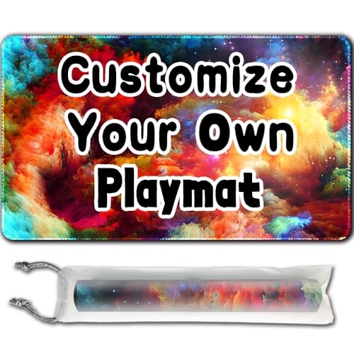 Custom Playmat 24" x 14" Non-Slip with Mat Bag MTG Playmat Compatible for TCG YGO DTCG PTCG OPCG,Printable Play Zone & Optional Stitched Edging