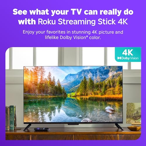 Roku Streaming Stick 4K with Voice Remote - HDR10+ & Dolby Vision | Compact 4K Streaming Device for TV with Roku Voice Remote & Long-Range Wi-Fi - Free & Live Local News, Sports - style: 4K + Dolby Vision