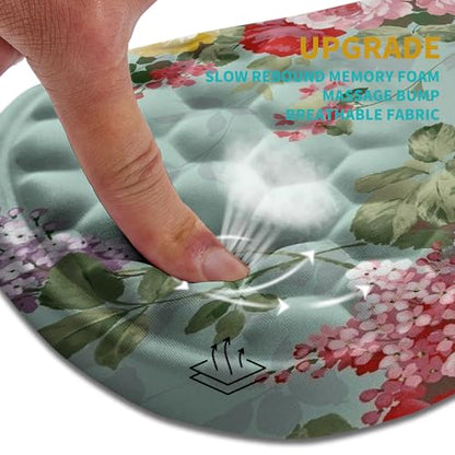 Hokafenle Ergonomic Mouse Pad Wrist Support, Wrist Rest Mousepad for Carpal Tunnel Pain Relief with Integrated Memory Foam Slope Massage Bulge (11.8x7.9 inch,Graceful Peony - color: KM03-Graceful Peony