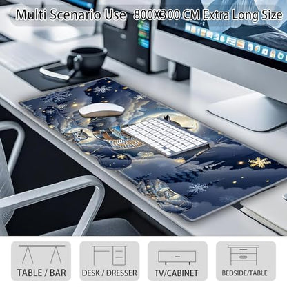 Large Gaming Mouse Pad Set with Wrist Support – 31.5" x 11.8" 4-in-1 XXL Mousepad with Keyboard Wrist Rest, Mouse Wrist Rest & Coaster – Ergonomic Desk Mat for Office, Home – Owl Moon - color: Owl Moon