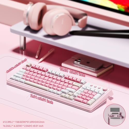 AULA S99 Gaming Keyboard, Wireless Computer Keyboards with Media Knob | 99 Keys Membrane Keyboard,RGB Backlit,Tri-Mode BT/2.4GHz/USB-C,2000mAh Rechargeable Thocky Clicky Creamy Sounding Keyboard - color: Gradient Blue