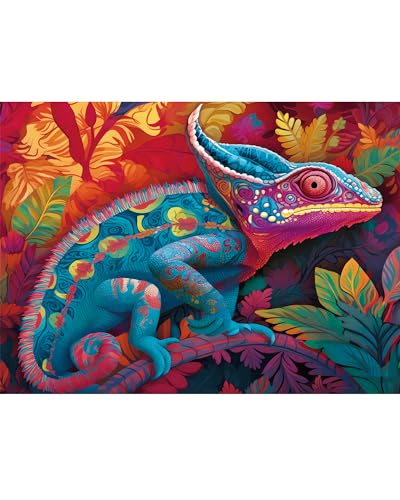 Jigsaw Puzzle 500 Pieces, Chameleon Puzzle, Puzzles for Adults 500 Pieces and up, Paper Jigsaw Puzzle for Adults and Families, Pieces Fit Together Perfectly, Smooth Edging, Leisure Animal Puzzle - style: Chameleon