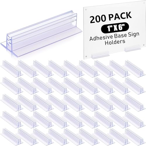 Fulmoon 200 Pcs Sign Holder, Adhesive Base Sign Holders Multiple Uses for Counters, Warehouses, Base Holders with Strong Adhesive (1*6in) - size: 1*6in