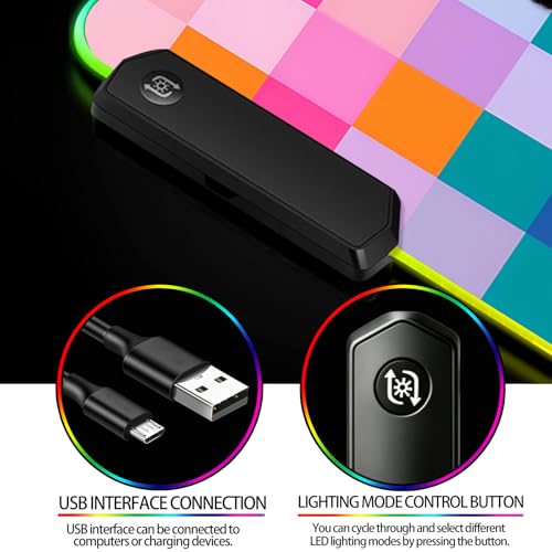 RGB Retro Coloful Checkered Gaming Desk Mat, Computer Keyboard Large Extended Long LED Mouse Pad for Office and Home, XL (W20) - color: Rgb-w20
