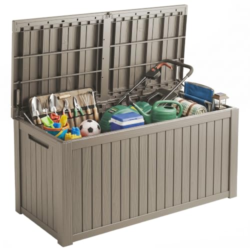 Outdoor Storage Box, 200 Gallon Waterproof Deck Box [Upgraded 3.0], Premium Hydraulic Cushion Storage Chest, High-Load Lockable Two-Seater Patio Storage Bench, Large Country Estate, Grey - color: Grey, size: 200 Gallon 3.0