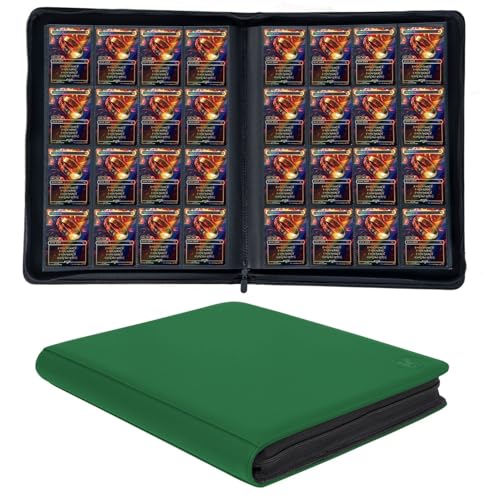 Extra Large 1000+ Pockets Trading Card Binder, 16-Pocket Card Ablum Compatible with MTG,Sports Cards & Other Standard Size Trading Cards (Green) - color: Green
