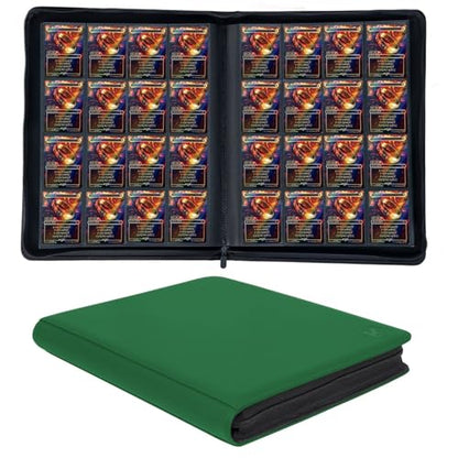 Extra Large 1000+ Pockets Trading Card Binder, 16-Pocket Card Ablum Compatible with MTG,Sports Cards & Other Standard Size Trading Cards (Green) - color: Green