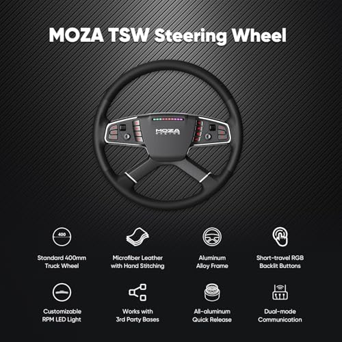 MOZA Trucking Bundle 4PCS PC Gaming Racing Simulator Kit: R5 5.5Nm Direct Drive Wheel Base, 400mm TSW Truck Wheel, SR-P Lite Pedals and Wheel Clamp for PC, Black