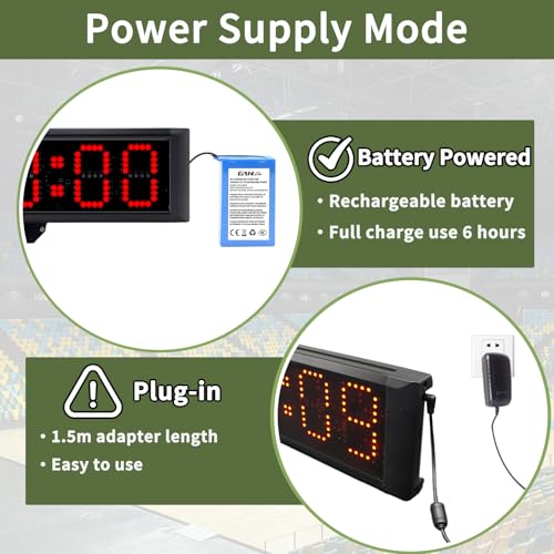 Large LED Display Digital Race Timer Clock with Tripod,Battery,Remote Control,Function-Countdown/Up/Time Clock,for Sports Events, Races, Meetings, Presentations (Non-Waterproof +RGB) - style: non-waterproof +rgb