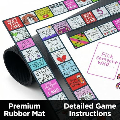 Second Edition Interactive Party Board Game Mat, Official Funny Group Game with Fun Challenges for Adults, Families & Friends’ Gatherings (2-8 Players)