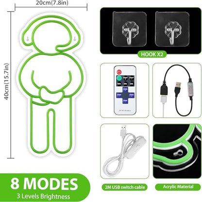 Enhon Gamer Shape Neon Light 15.7 x 7.8 inch, for Game Room Decor | USB Powered Gamer Shaped Neon Light with Remote for Gaming Room Decor, Boys Mens Kids Gift for Bedroom Game Room Decoration