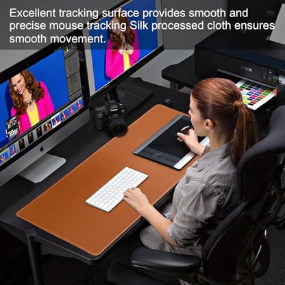 Large Gaming Mouse Pad, Non-Slip Rubber Base, [27.5x11.8IN] Computer Desk Mat for PC, Mac, Laptop - Stitched Edges and Smooth Surface for Office, Home, Work-70x30 BrownJ - color: 70x30 BrownJ