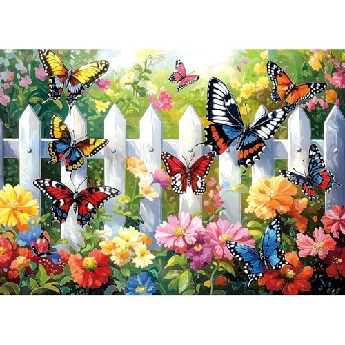 Puzzles for Adults 1000 Pieces, Colorful Garden Butterfly Jigsaw Puzzle for Family Decoration, Party Game, Finished Size 27.5" x 19.7" - color: Color-garden Butterfly, size: 27.5" X 19.7"