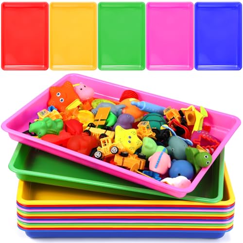 Maitys 15 Pack Plastic Art Trays 12 x 16 Inch Activity Crafts Trays Sensory Tray DIY Projects, Painting, Beads, Jewelry Office Home Organizer Arts and Crafts Supplies(Bright Color) - color: Bright Color