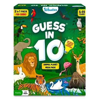 Skillmatics Guess in 10 Animals Megapack – Trivia Card Game, Gift for Kids | Educational Cards, Family Game, Travel Toy & STEM Board Game, Screen-Free Fun, Boys & Girls Ages 6, 7, 8, 9 and Up - style: 9. Animal Planet Mega Pack