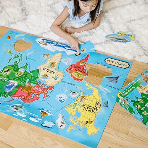 Melissa & Doug World Map Jumbo Jigsaw Floor Puzzle (33 pcs, 2 x 3 feet) - size: 1 Count