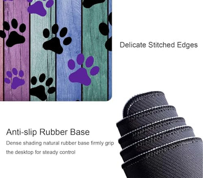 Dog Paw Desk Mat Black and Purple Large Extended Mouse Pad XL Desk Pad Gaming Mousepad Keyboard Mouse Mat for Computer Laptop 31.5''X11.8'' Non-Slip Rubber Base with Stitched Edges - color: Black and Purple Dog Paw