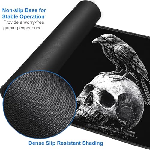 for MTG Game Playmat - 24 x 14 inches with Dices and Storage Bags, Non-Slip Base for TCG and Board Game Card Mats, Trading Card Games Mat, Crows and Skeletons, Black Pattern Collectible Card Playmats - color: Jv-playmat-p7-1-h221