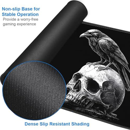 for MTG Game Playmat - 24 x 14 inches with Dices and Storage Bags, Non-Slip Base for TCG and Board Game Card Mats, Trading Card Games Mat, Crows and Skeletons, Black Pattern Collectible Card Playmats - color: Jv-playmat-p7-1-h221