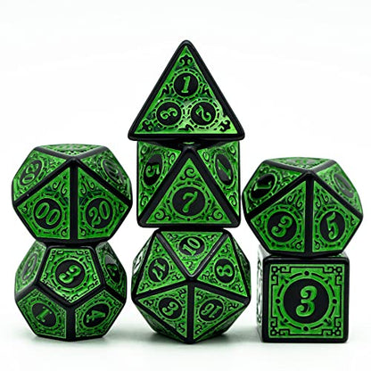 DND Dice Set -D&D Polyhedral Dice (7 Pcs) with Black Dice Bag for Dungeons and Dragons Role Playing Dice Games RPGs (Dice-Green with Black Edge) - color: Dice-green With Black Edge