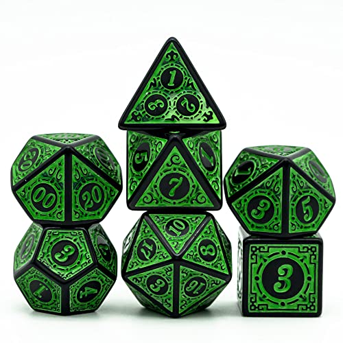 DND Dice Set -D&D Polyhedral Dice (7 Pcs) with Black Dice Bag for Dungeons and Dragons Role Playing Dice Games RPGs (Dice-Green with Black Edge) - color: Dice-green With Black Edge
